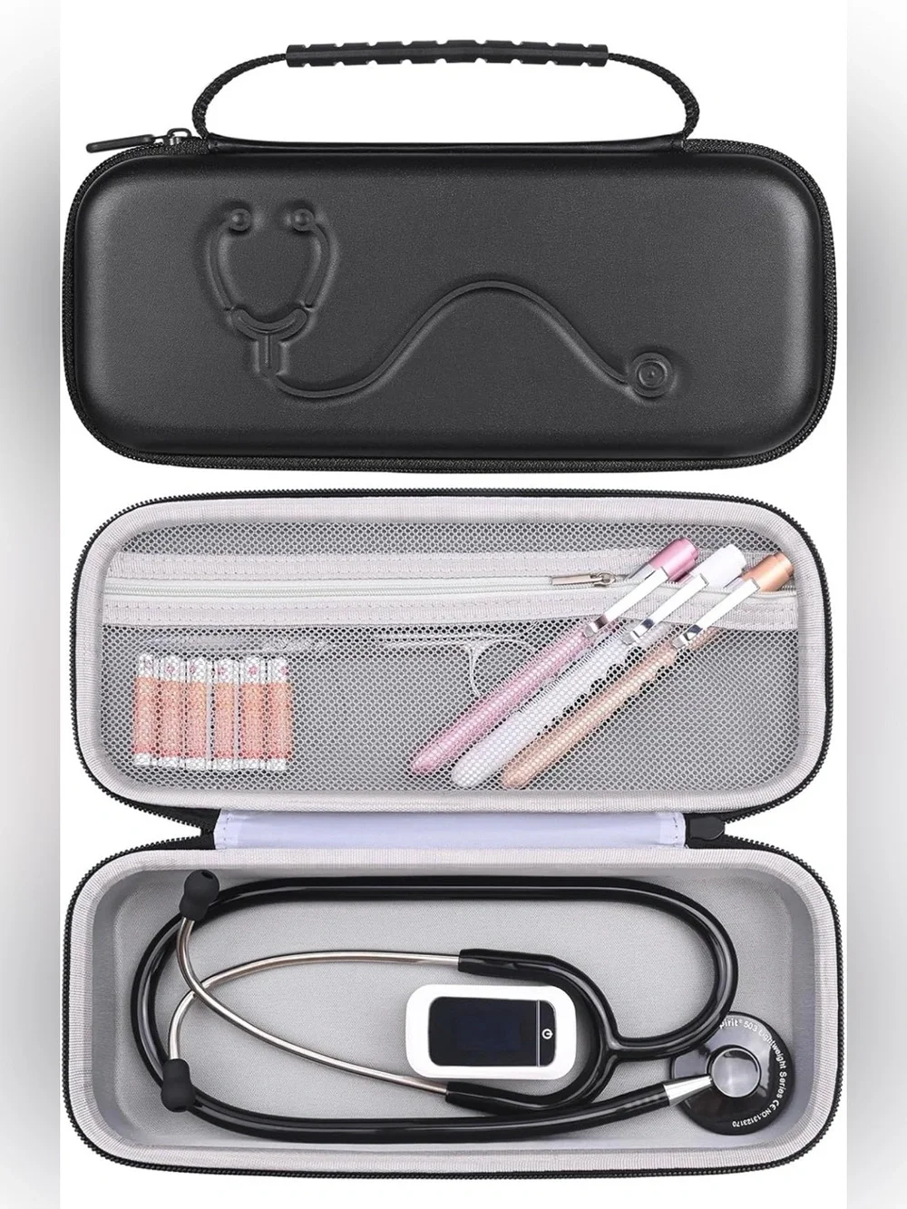 Black Hard Shell Medical Accessory Case with Handle